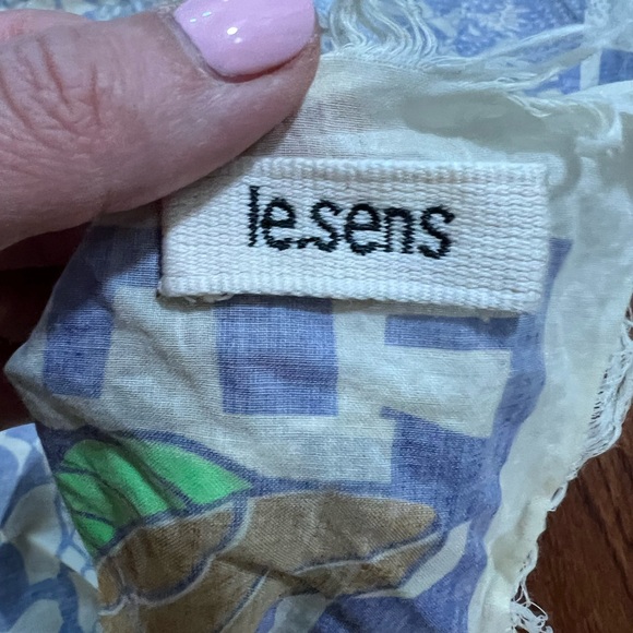 Le.Sens Italian Cotton Colorful Hand Printed Save the Bees Scarf Blue Green - Picture 3 of 3